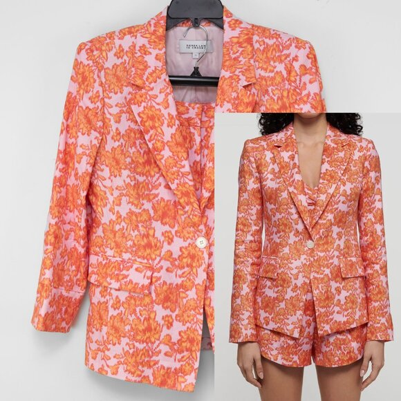 Derek Lam 10 Crosby Irina Blazer Jacket + Vadella Shorts Set Orange Pink Size 12 - Picture 1 of 16